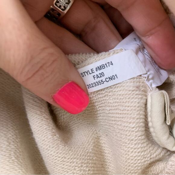 Madewell Cream Embroidered Blanket Stitched Shrunken Sweatshirt Size Small - Picture 5 of 8